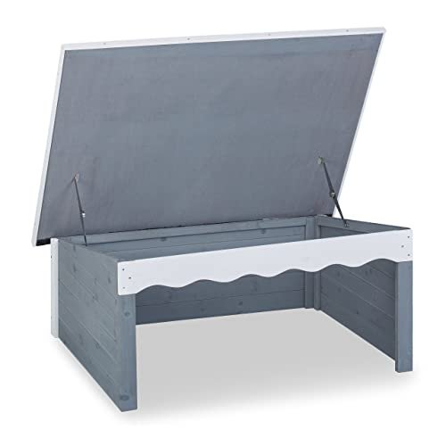 Relaxdays Garaje para Robot Cortacésped Madera, Techo Impermeable, Abatible, 46 x 108 x 82 cm, Caseta Protectora, Gris, ...